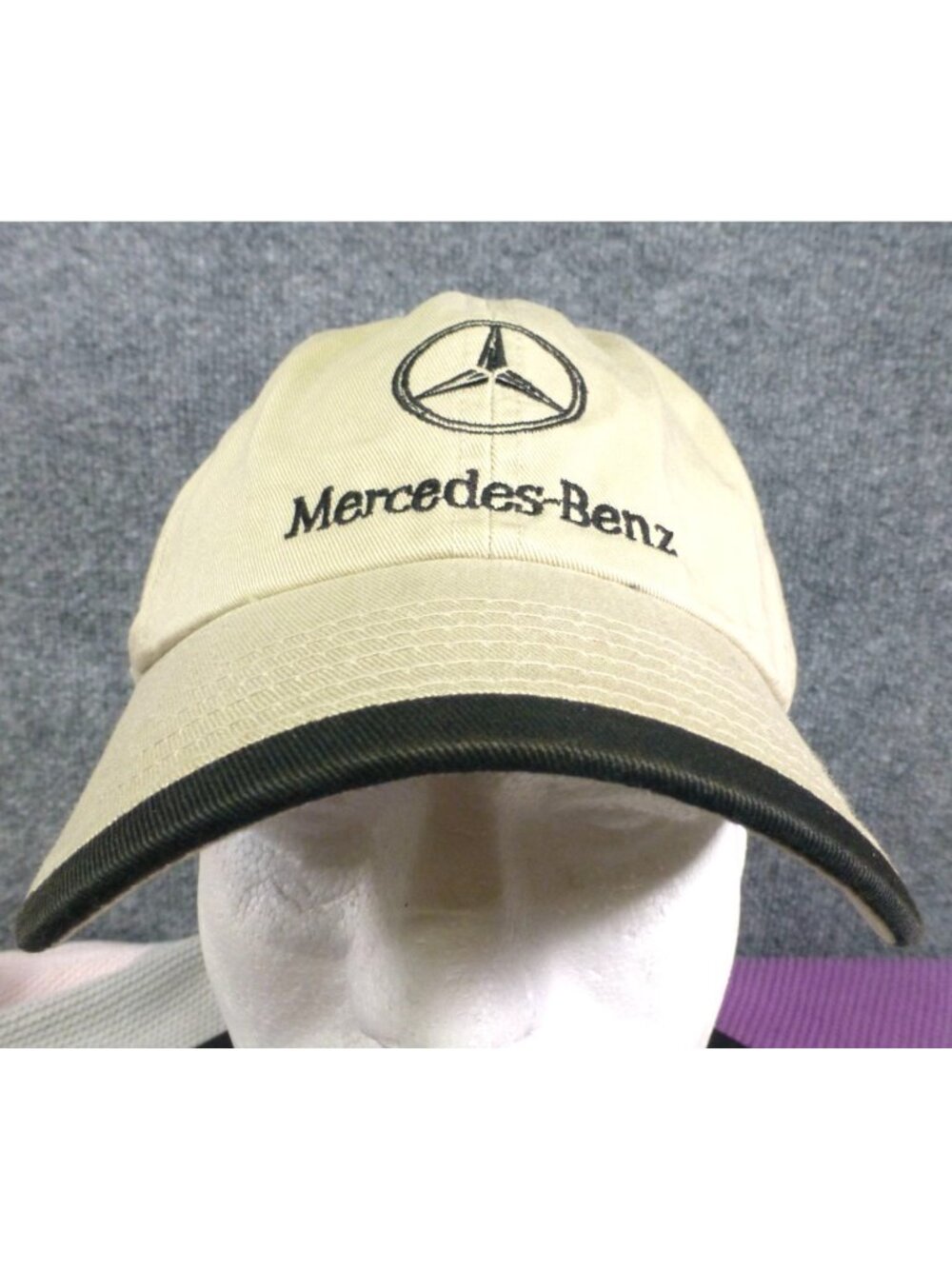 Mercedes-Benz‎ Beige Adjustable Baseball Hat With Black Trim Logo Embroidery One